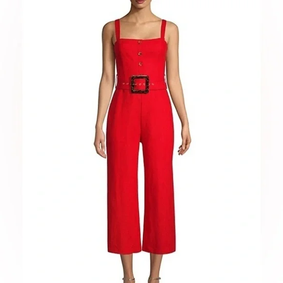 STAUD Bay Cropped Red Jumpsuit - Picture 2 of 15